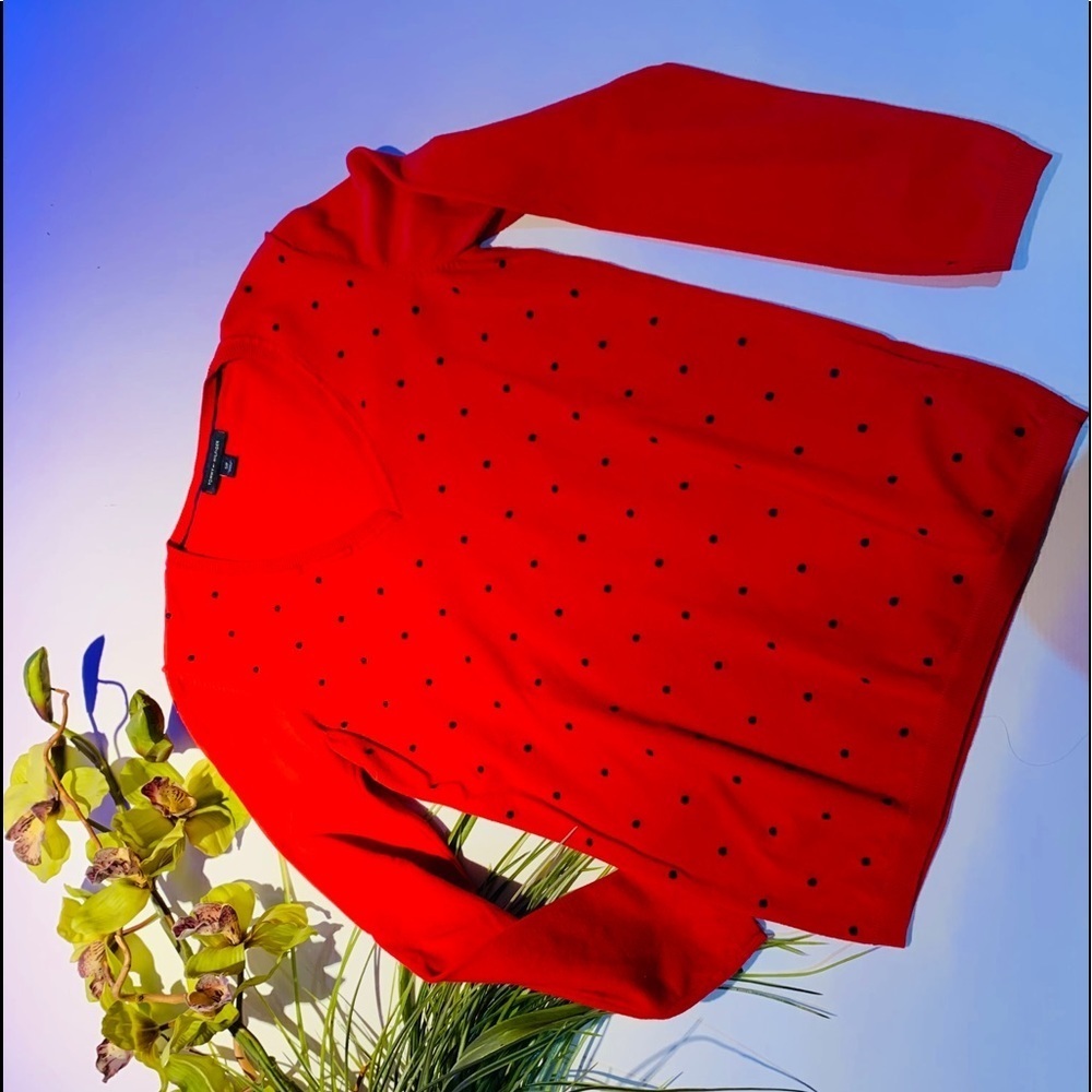 T69- Tommy Hilfiger Red with Navy polka dot Sweater S